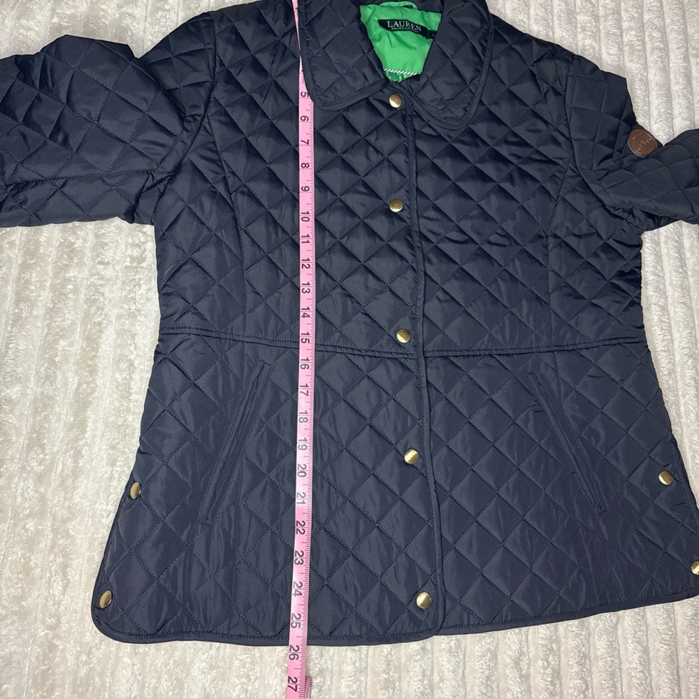 Ralph Lauren Quilted Navy Puffer Jacket with Green Lining - Picture 12 of 15